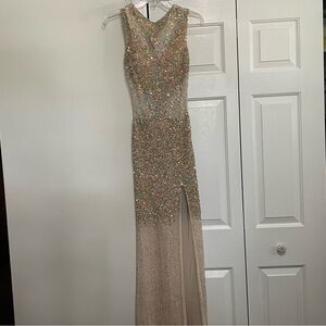 Cassandra Stone Rose Gold HighNeck Sweeping Back Formal/Prom/BlacktieGown Size 0